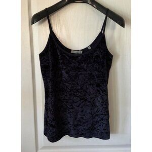 Vince Crushed Velvet Feel BLACK Tank Top Day To Night Camisole Large Women’s